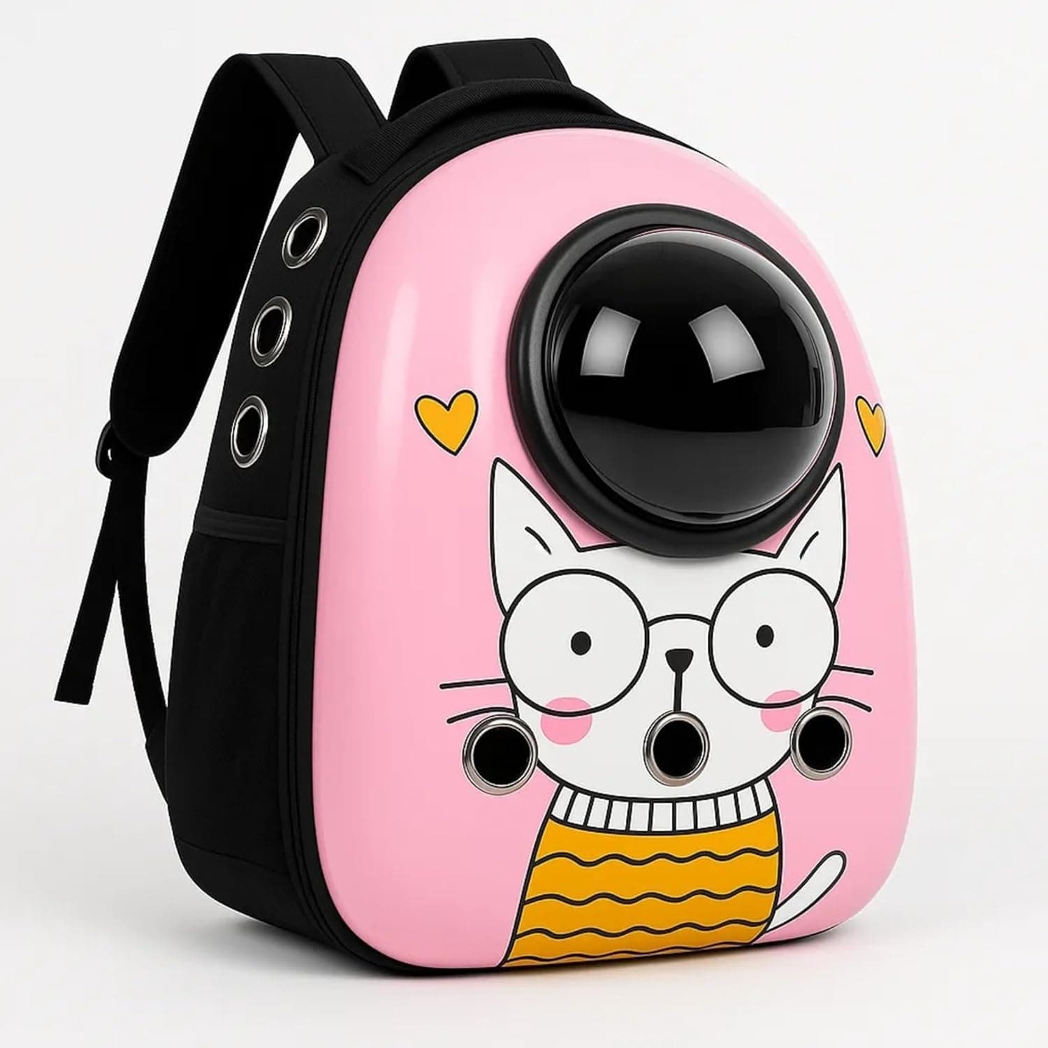 Cat Space Capsule Pet Carrier Backpack, Bubble Window, Cartoon Print, Travel Bag for Cats and Small Dogs
