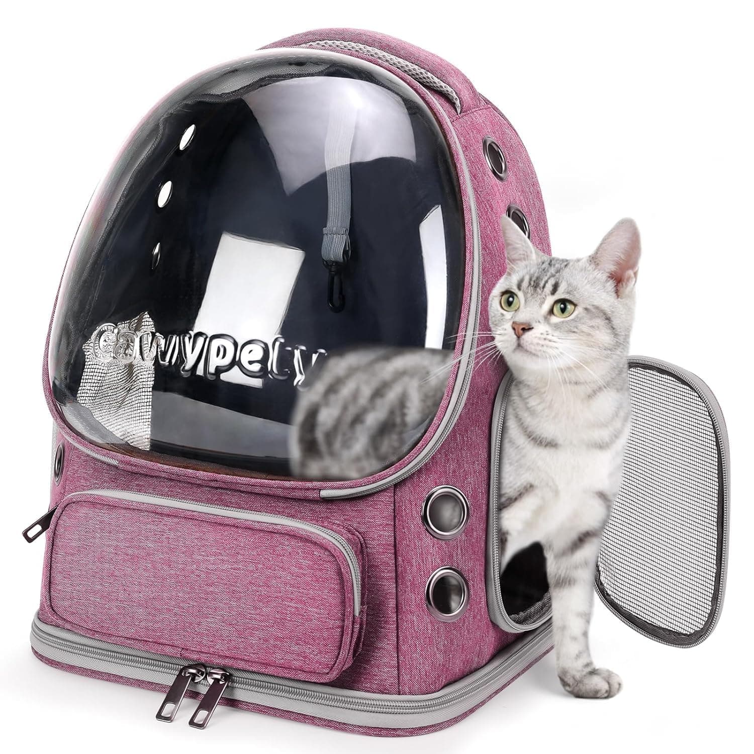 Lollimeow Pet Carrier Backpack for Dogs and Cats,Puppies,Fully Ventilated Mesh,Airline Approved,Designed for Travel, Hiking, Walking & Outdoor Use (Pink)