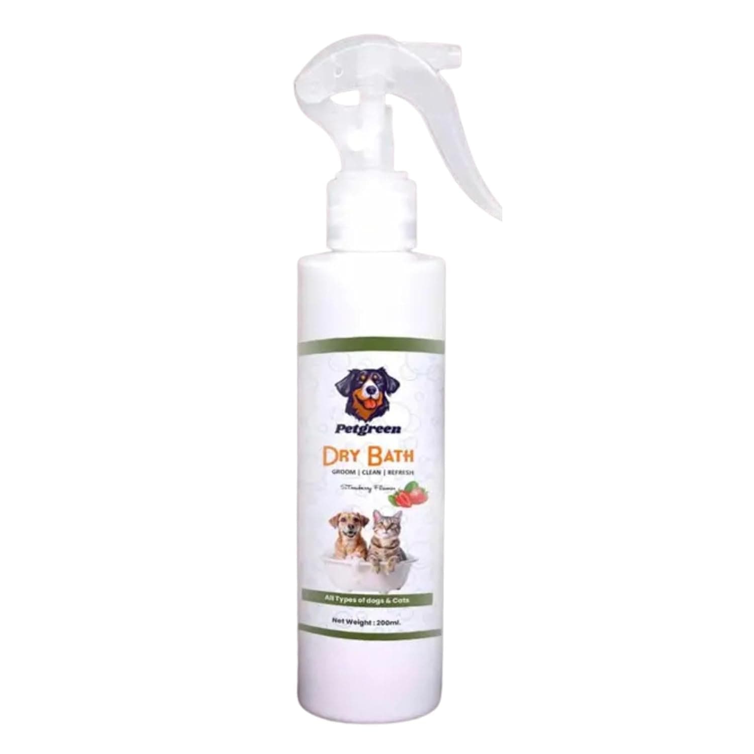 Waterless Dry Bath Shampoo for Dog & Cat | Anti-Bacterial Strawberry Fragrance | No Rinse Pet Shampoo, 200 ml