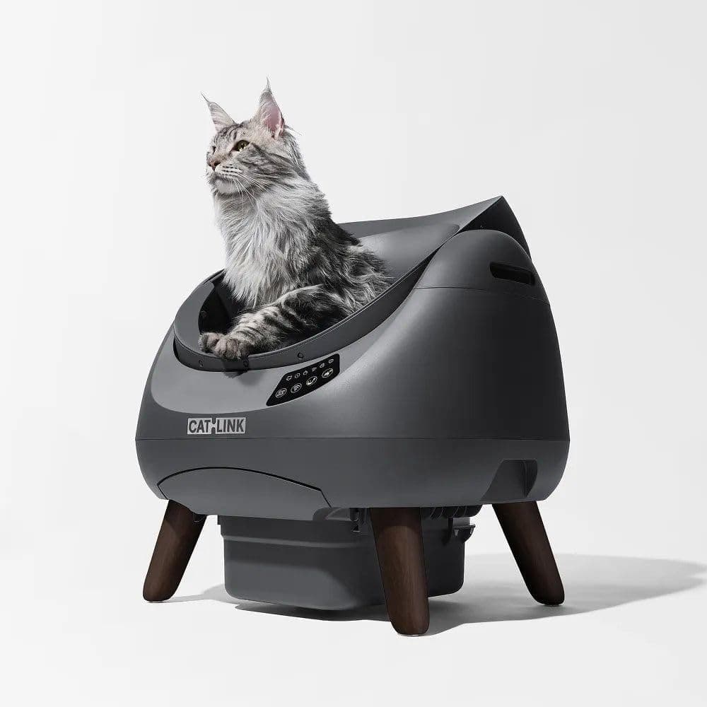 SMART PET Scooper Open-X Automatic Cat Litter Box, Open-Top Self-Cleaning Smart Litter Box for Large Cats, 12L Waste Drawer, Odor Control, App Control, 2.4GHz/5GHz WiFi, Ramp Included (Grey)