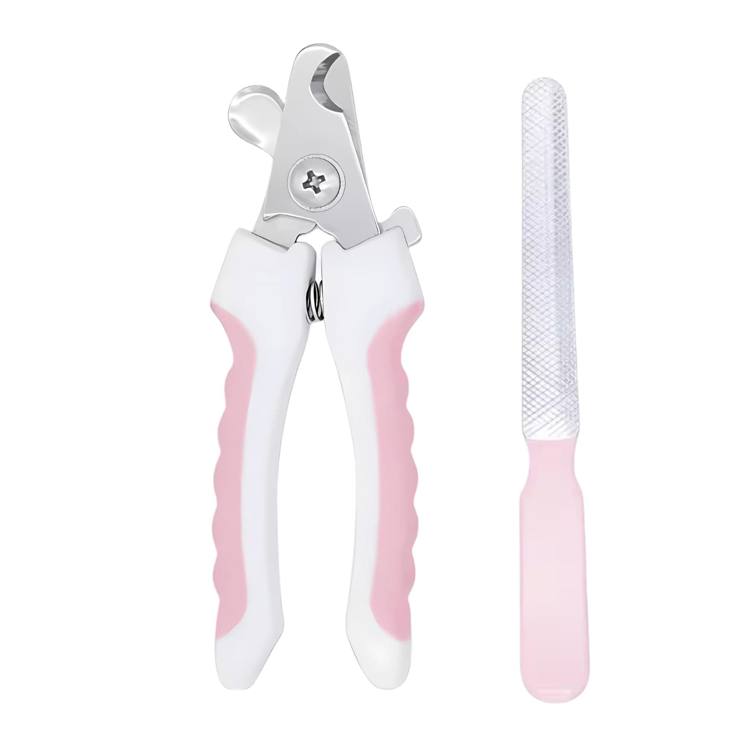 Petoska Animal Nail Cutter Clipper | Pet Grooming & Cleaning | Pink Nail Cutter with Filer for Puppies, Dogs, Cats, Kittens | Stainless Steel Blades | for Small Animals