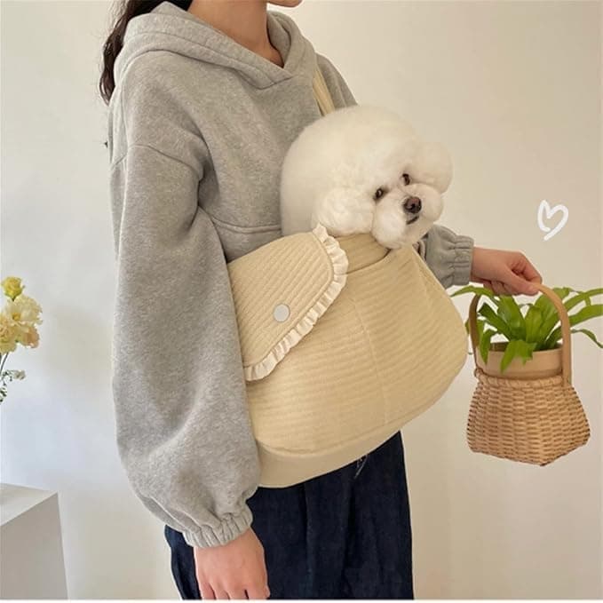 Cat Travel Bag Dog Carrier Backpack, Portability Foldable Cat Carriers Bag, Outdoor Breathable Design Pet Travel Carrier Backpack Cat Travel Bag (Beige, L)