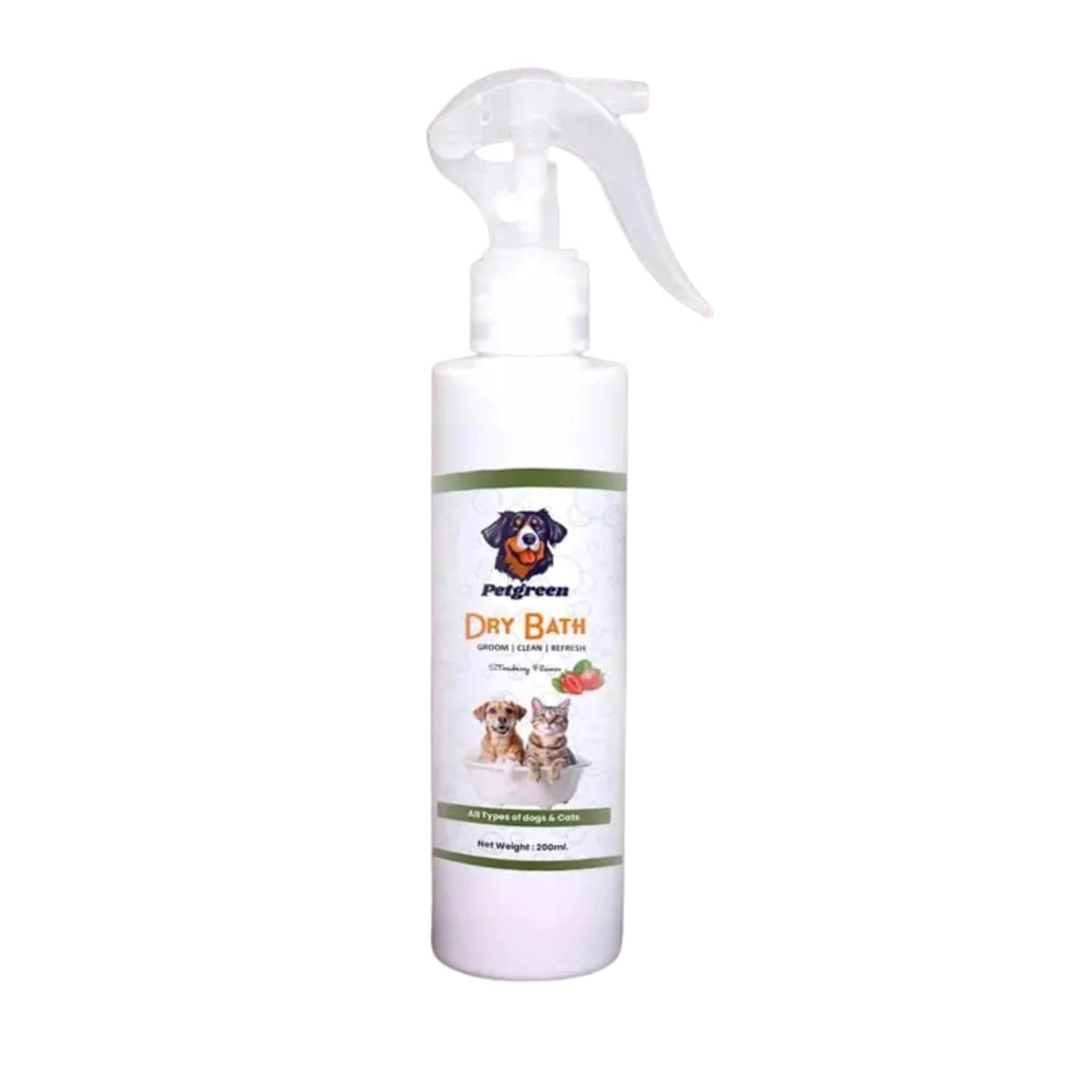 Waterless Dry Bath Shampoo Anti-Bacterial Strawberry Dog, Cat Shampoo (200 ml)