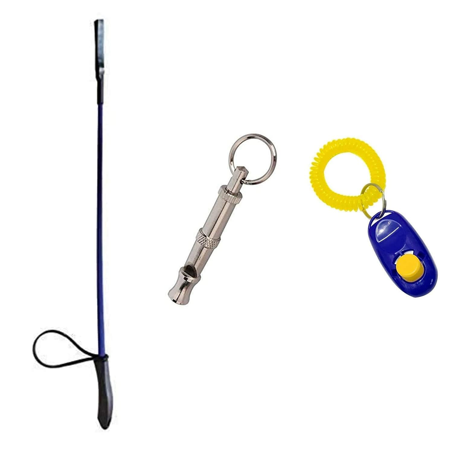 RvPaws Dog Training Kit - Training Clicker + Hunter Stick + Whistle Combo || Professional Dog Training Equipment for Small, Medium & Large Dogs (Color May Vary)