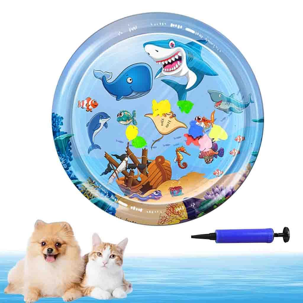 Qpets® Cooling Water Bed for Cats & Dogs - Summer Cooling Mat with Built-in Air Pump, Anti-Scratch PVC Material, Interactive Cat Toys for Indoor/Outdoor Use