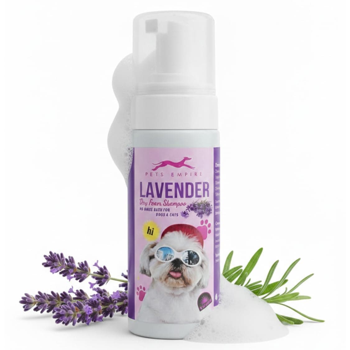 Pets Empire Dry Dog Shampoo, Waterless, No Rinse Foam Mousse - Removing Pet Odor and Bathless Cleaning of Coat -150ML (Lavender)