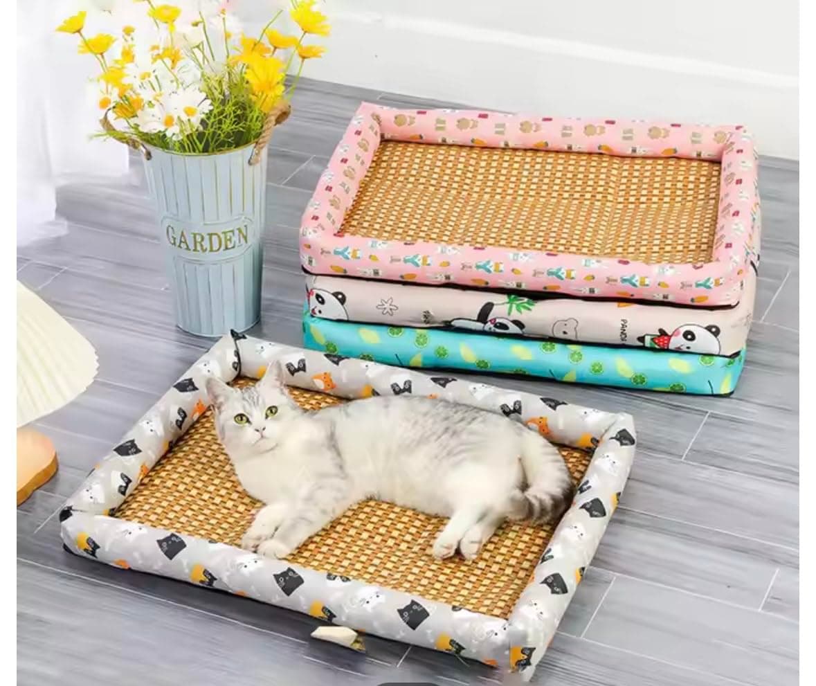 ONELINK MALL Dog mat - Ice Pad Mat Summer Pet Woven Breathable Mat for Dogs & Cats Self Cooling Pad Blanket Washable (Color May Vary) (Large)