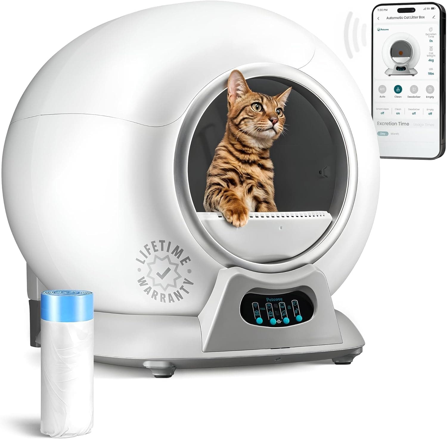 PetCove Self-Cleaning Cat Litter Box, Scoop Free Covered Automatic cat Litter Box self-Cleaning for Multiple Cats Ultra Cleaning -Odor Removal- APP Control