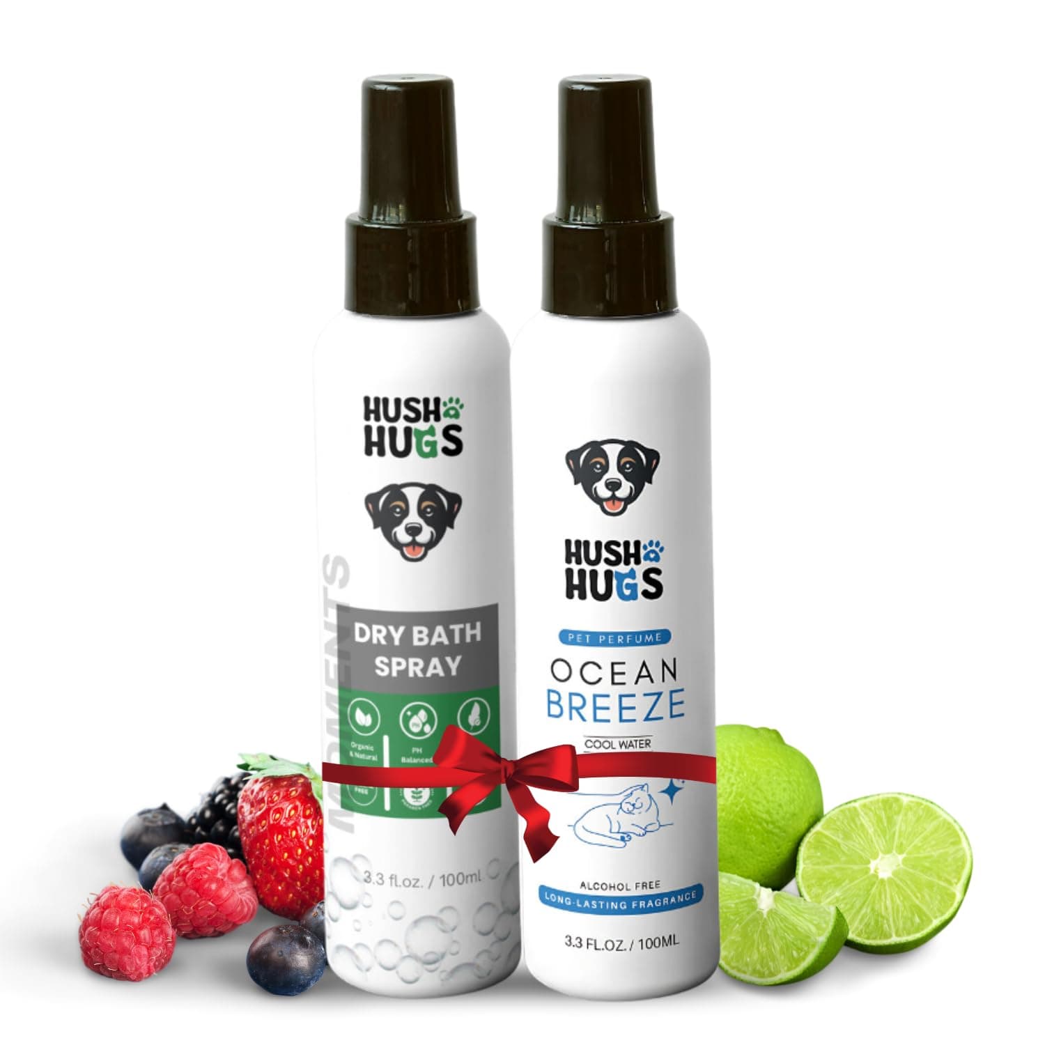Dog Dry Shampoo Spray 100ml + Ocean Breeze Pet Perfume Combo | Waterless No-Rinse Bath | Deodorant, Itch Relief, Coat Cleaning & Long-Lasting Cool Water Fragrance