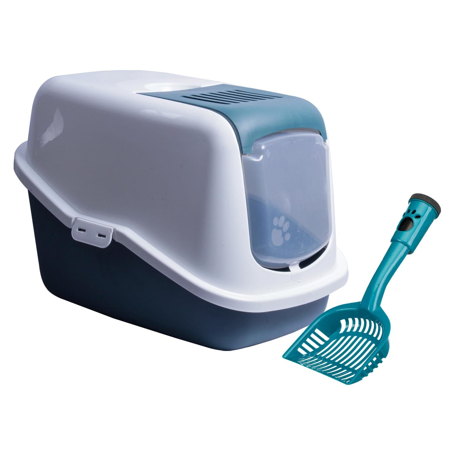 Savic Nestor Cat Toilet Home Litter Box (22x15x15 Inch) with Clumping Litter Scoop – Covered Indoor Cat Litter Tray for Hygiene & Odor Control
