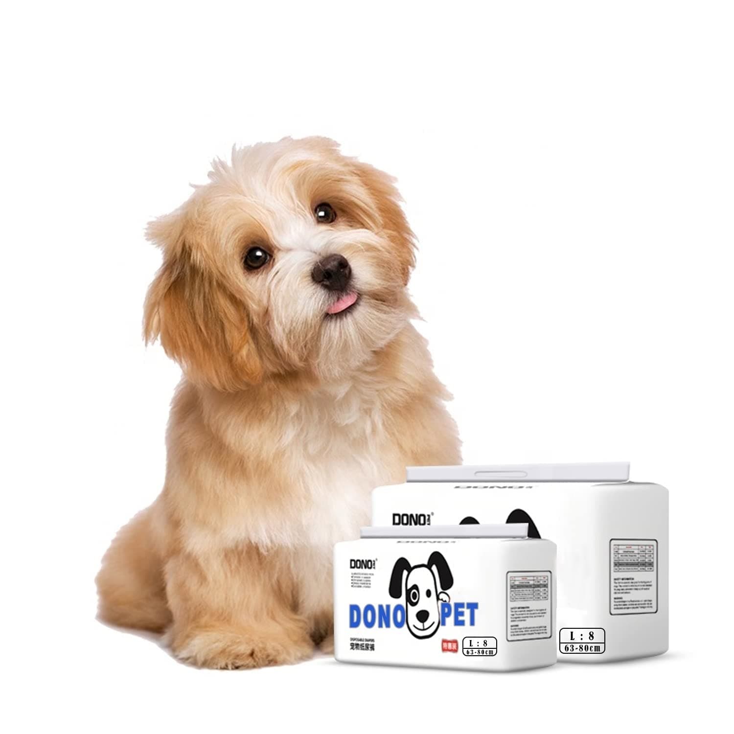 emily pets, Dono Male Dog Diapers, Super Absorbent Soft Wraps, Leak-Proof Fit, Waist-63cm-80cm (Large, 8 Pcs)