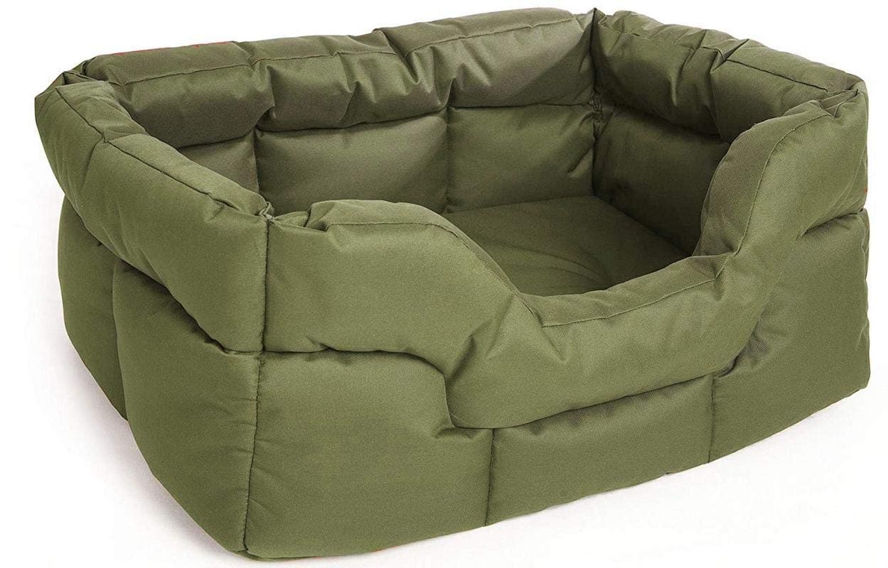 KOZI PET Sofa Style Rectangular Shape Waterproof Heavy Duty Royal Blue Color Polyster Filled Dog/Cat Bed (Olive Green, Small)