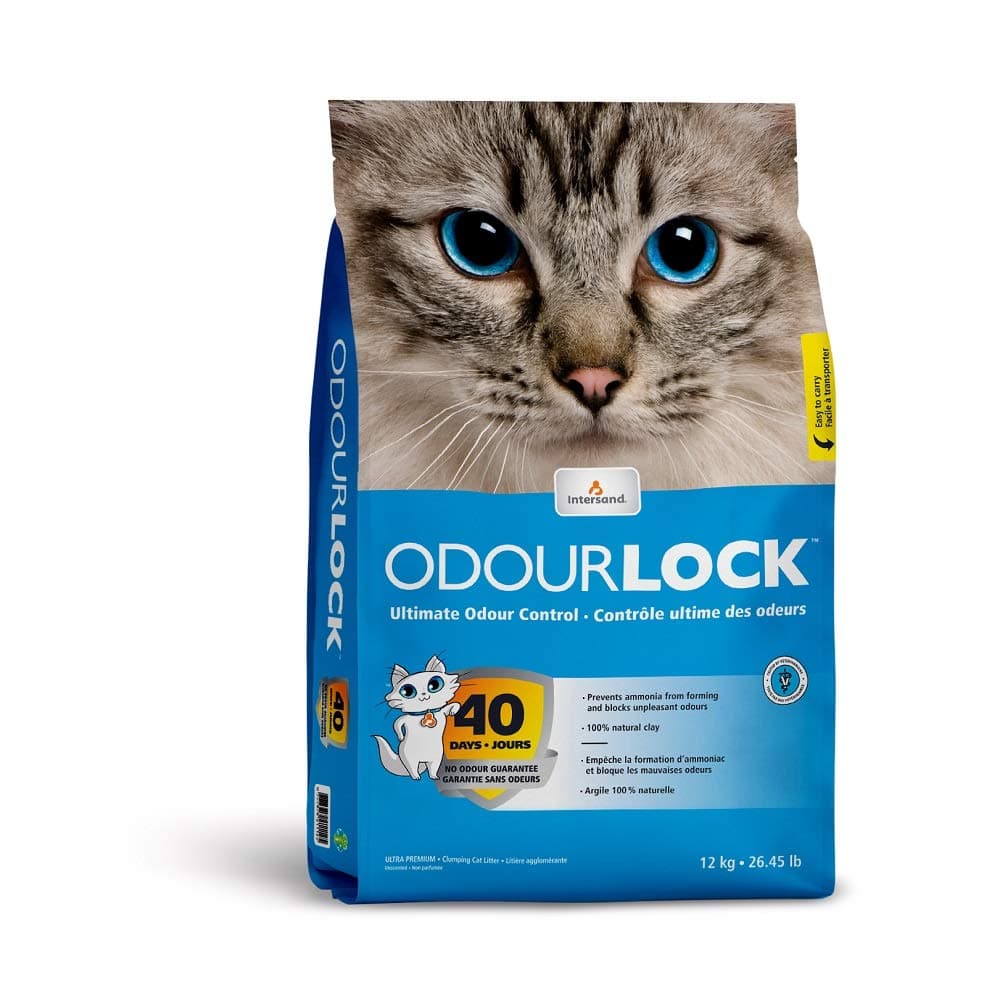 Odourlock Unscented Ultra Premium Cat Litter Blocks Ammonia for 40 Days, Quick Absorption, Dust-Free, Extra-Hard Clumping, Multi-Cat Friendly, Made in Canada (12kg)