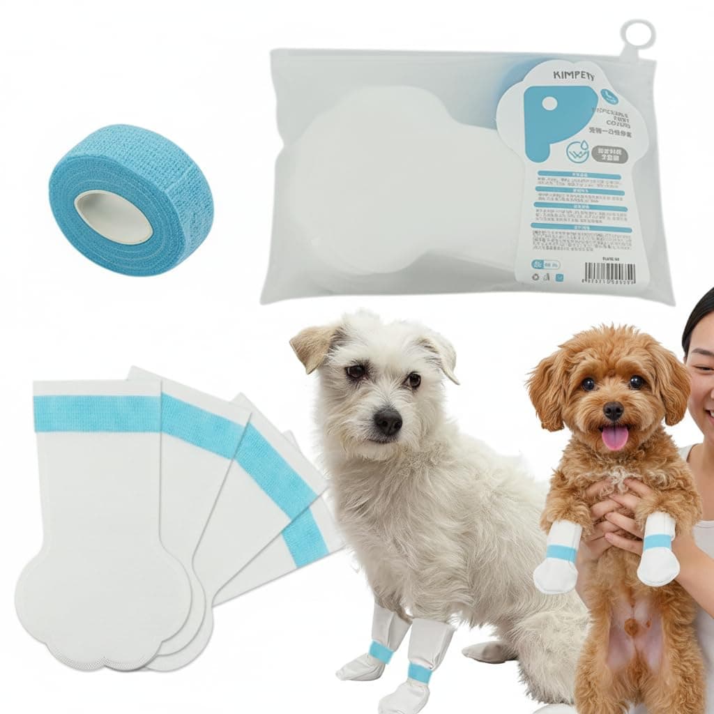 Qpets® Waterproof Dog Shoes, Breathable Non-Woven Boots with Easy-On Straps, Paw Protection for Outdoor Walks for Small Medium Dogs (20-Pack)