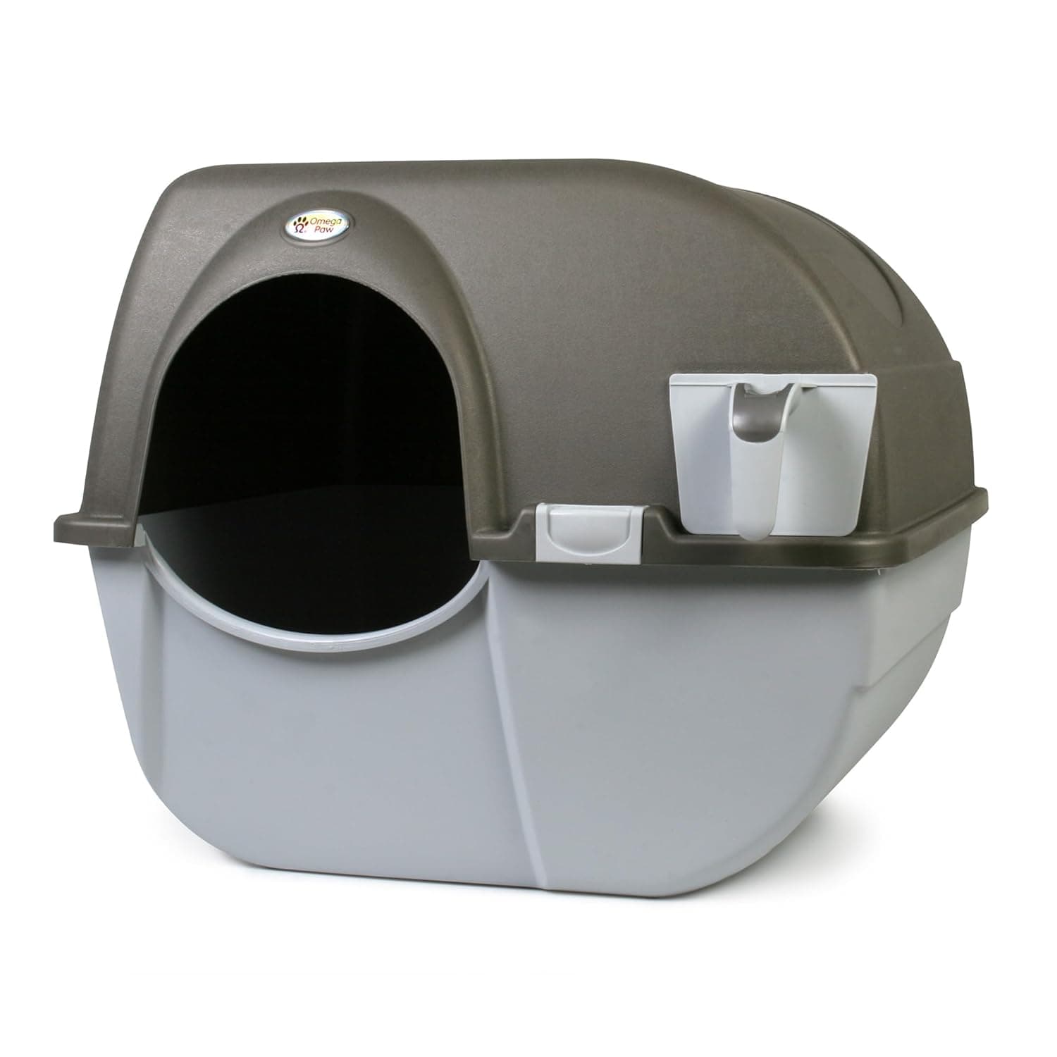 Omega Paw NRA15-1 Improved Roll 'n Clean Self Cleaning Litter Box, Regular, Pewter