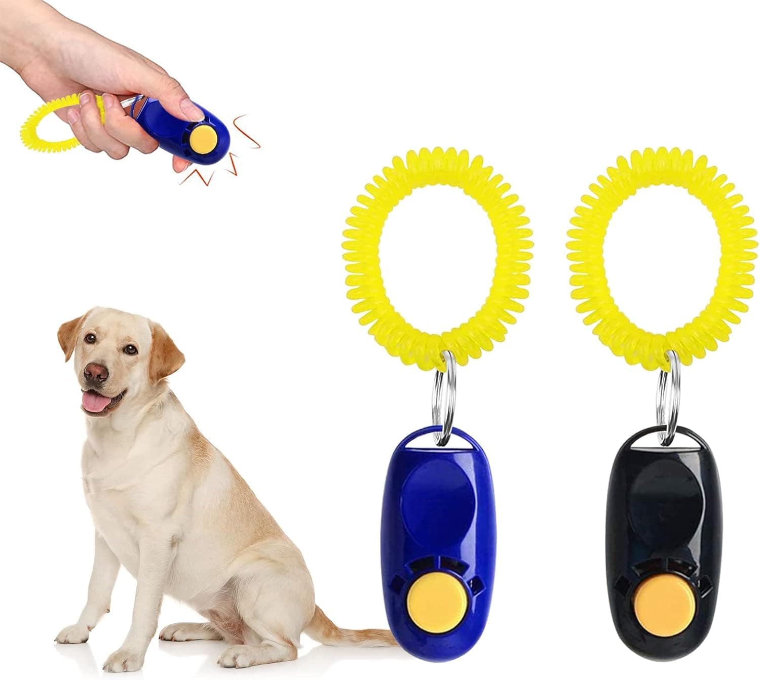 PetVogue 2 Pack Dog Training Clicker with Wrist Strap, Cat Bird Pet Puppy Training with Big Button, Effective Tool, Pet Clicker with Wrist Strap with Big Button, Behavioral Training
