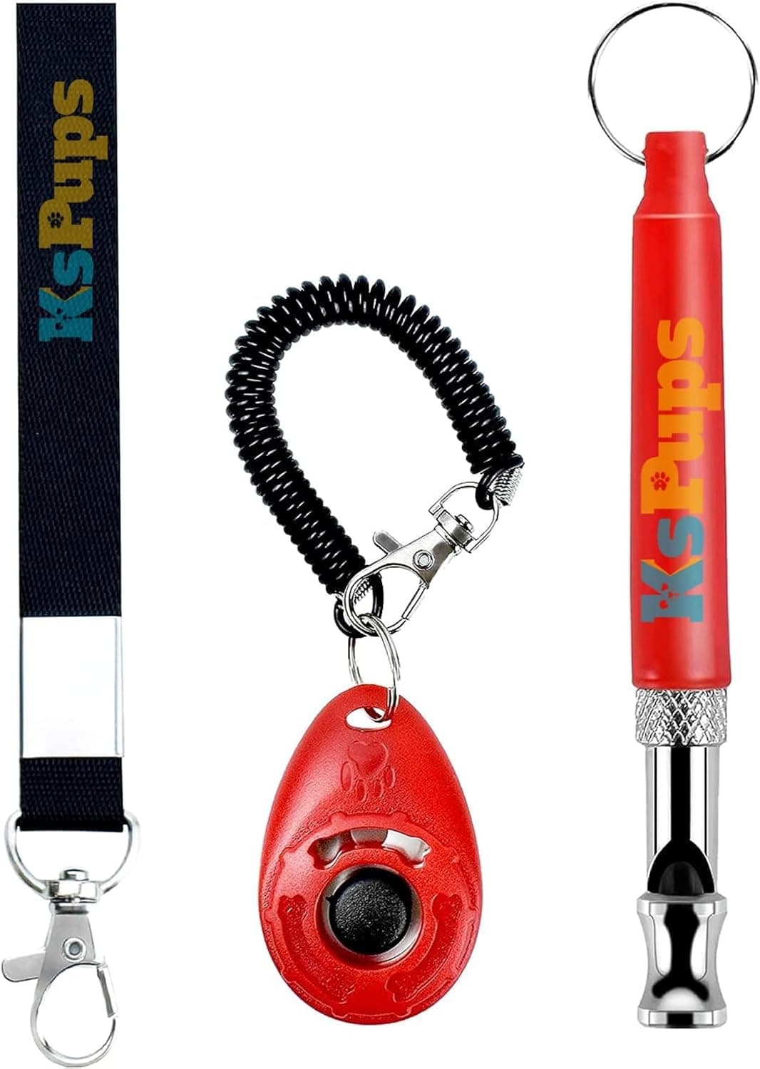 Ultrasonic Dog Whistle Set with Training Clicker and Black Lanyard for Dogs and Puppy Training Stop Barking Silent Dog Whistle for Recall Pet Corrector Clicker Training for Pet Cats