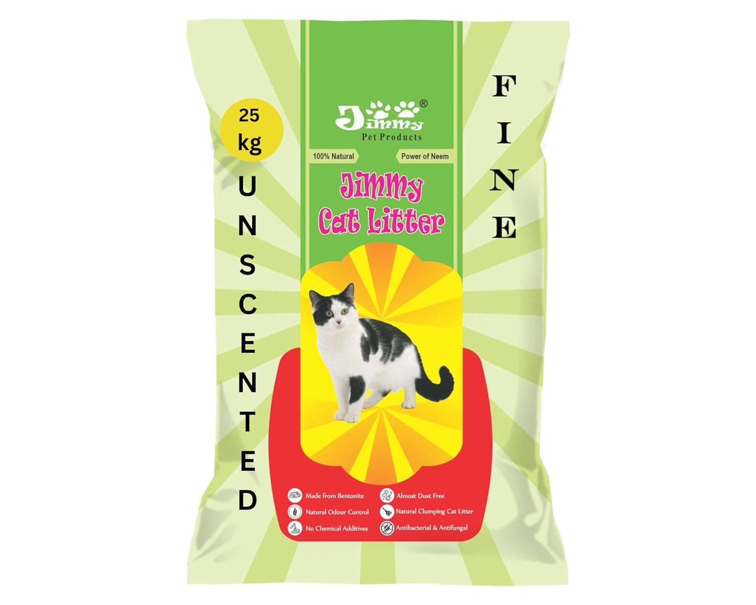 JiMMy Pet Products Clumping Bentonite Cat Litter Sand Fine Litter Sand for cat (25 Kg Unscented)