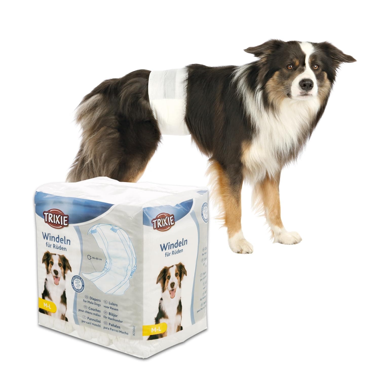 Trixie Disposable Male Dog Diapers M-L (40–60cm) 12pcs – Leak-Proof Belly Band for Marking, Excitable Urination & Incontinence