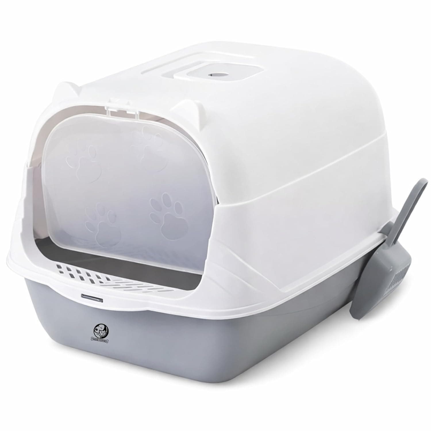 Foodie Puppies Litter Box with Scooper (Dome Cat Tray) (49 x 36 x 36 cm) | Training Cat Litter Tray for Small Cats & Kittens | Potty/Poo Training Box with Door & Handles