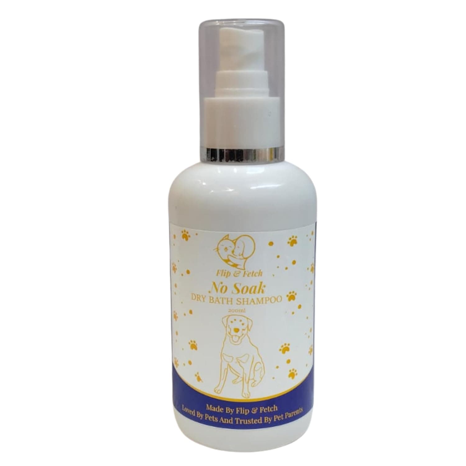 Flip & Fetch No Soak Dry Bath Shampoo for Dogs & Puppies – 200 ML | Rinse-Free Waterless Shampoo with Blueberry Fragrance | Aloe Vera & Coconut Oil for Soft, Shiny Coat
