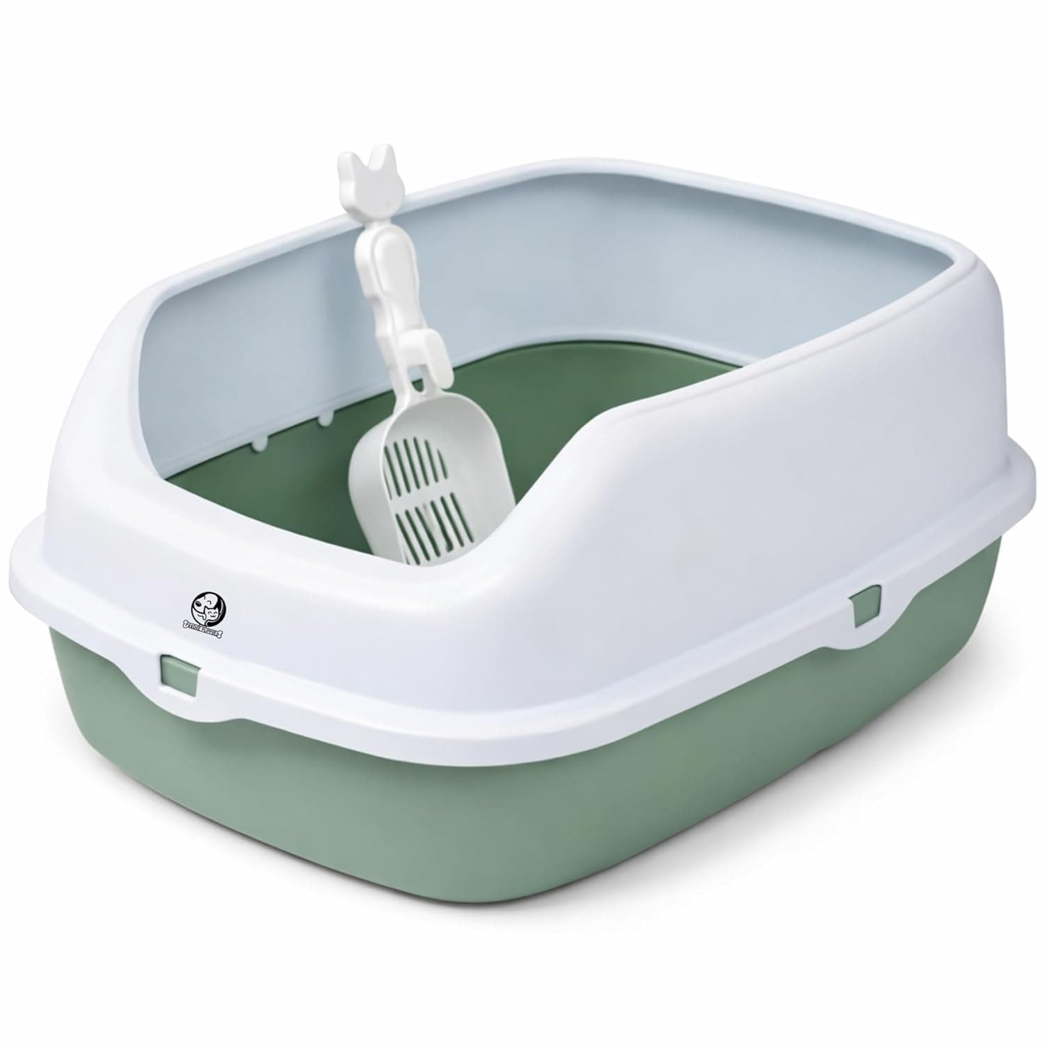 Foodie Puppies Litter Tray for Cats & Kittens - (Green, Splash Tray) (53 x 39 x 25 cm) | Semi-Enclosed Basic Cat Tray with Free Litter Scooper | Reduces Odour, Perfect Starter for Toilet Training