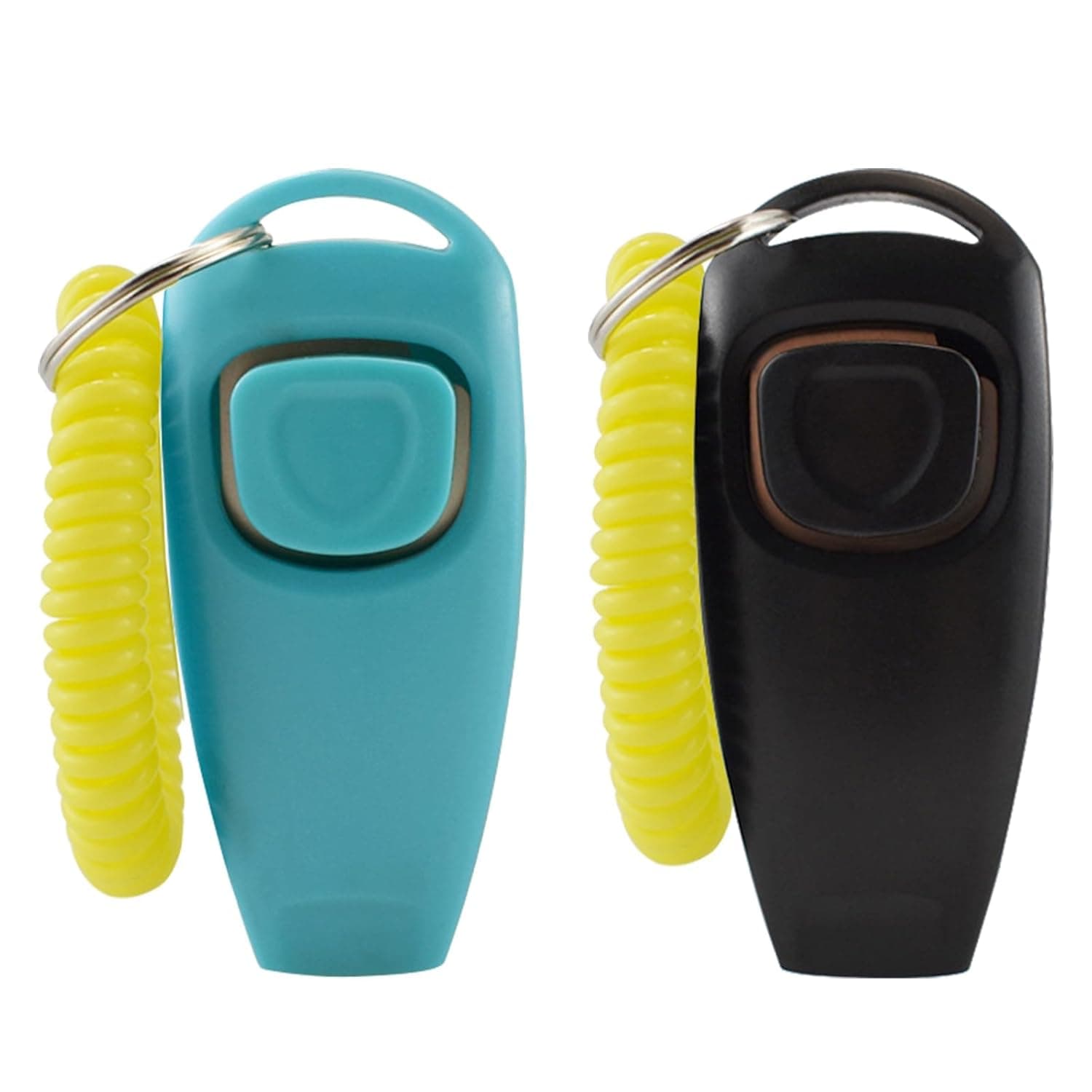 Dog Training Clickers and Whistles Set of 2, Professional Pet Clicker with Wrist Strap for Dogs and Cats, Durable Dog Whistles for Recall Training, Compact 7.5x3.5x2cm Size in Black and Blue