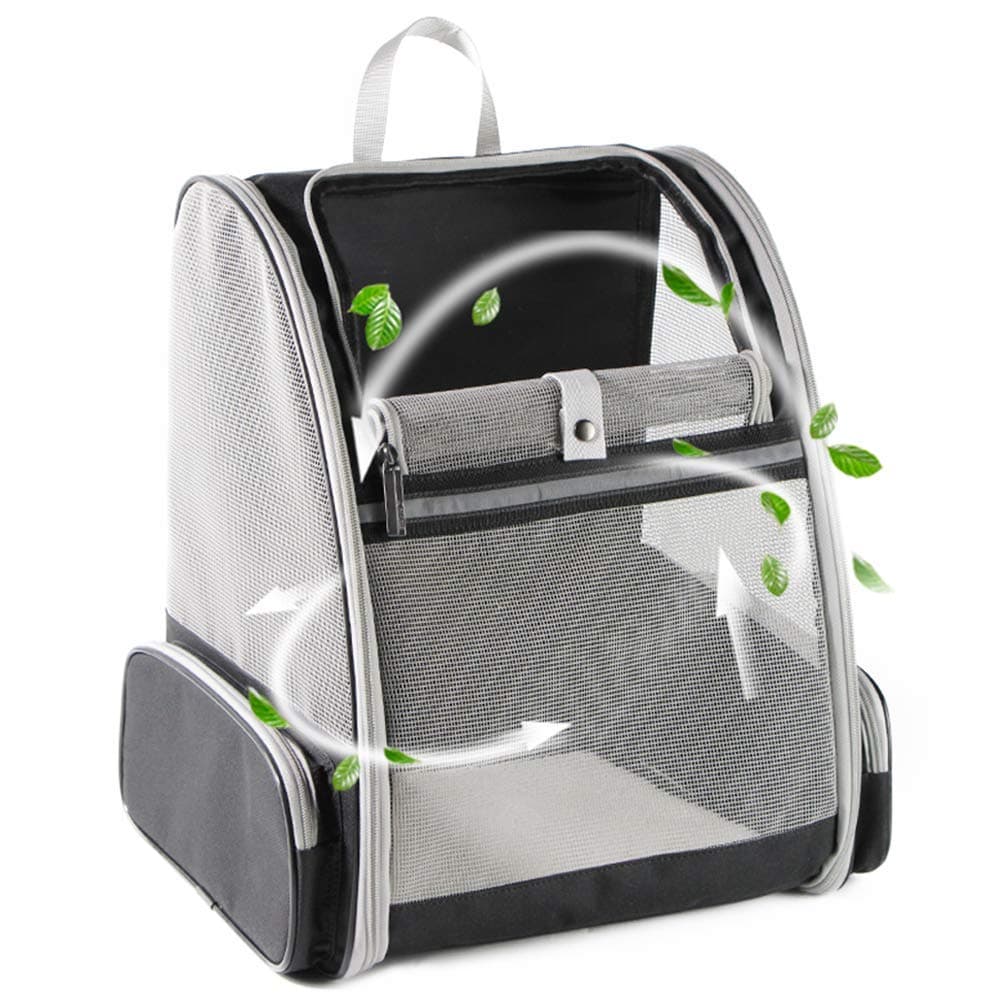 Qpets® Breathable Design Cat Bag Carrier Backpack for Hot Weather, Expandable Cat Dogs Cage, Cat Bag, Backpack Design Pet Travel Carrier Pet Case for Small Pets (Grey)