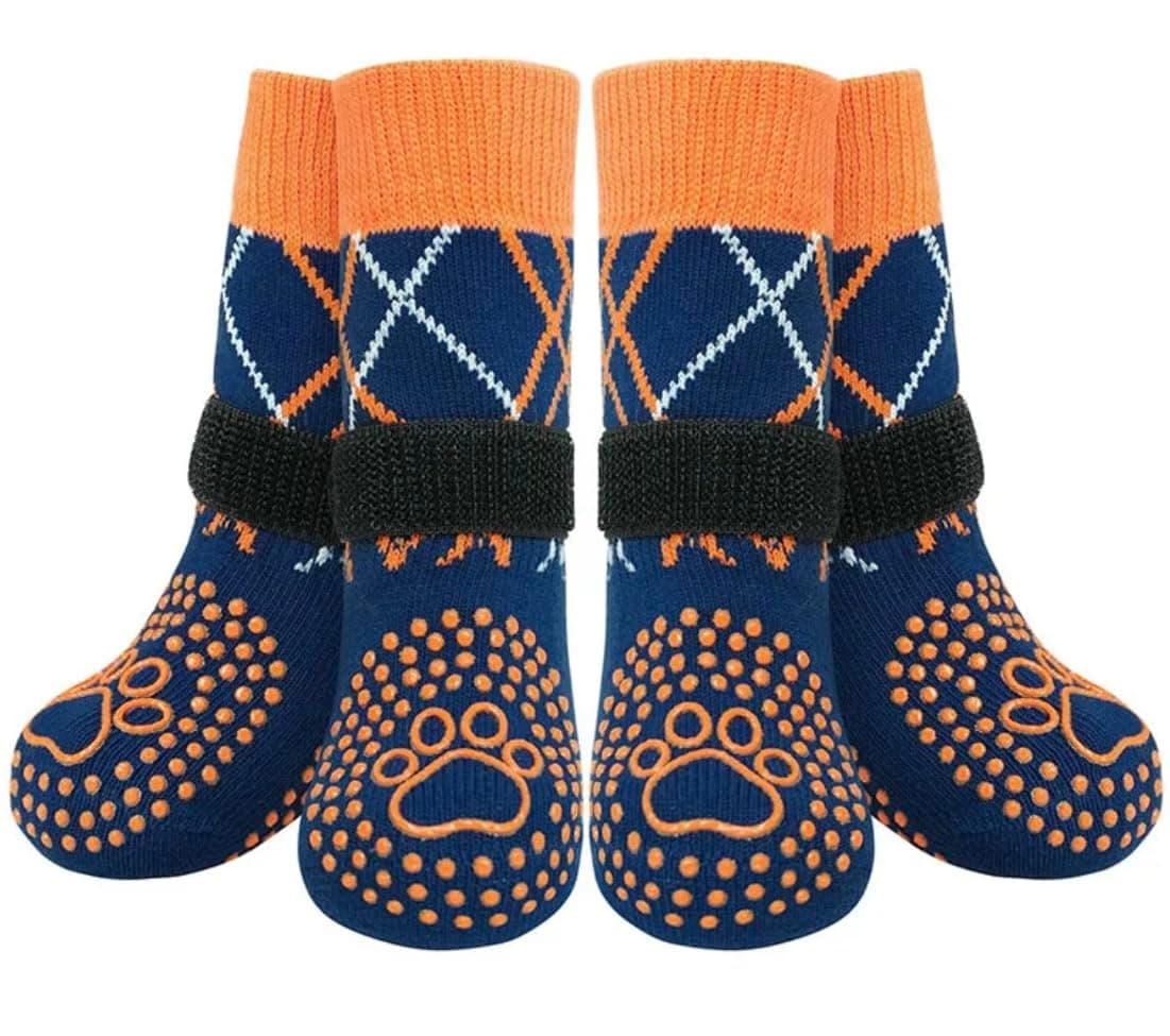 KUTKUT Dog Socks to Prevent Licking Paws for Hot Pavement Anti Slip - Dog Socks Boots&Paw Protectors for Hardwood Floors, Double Sides Grips for Small Medium Large Senior Dogs Blue (Size: S)