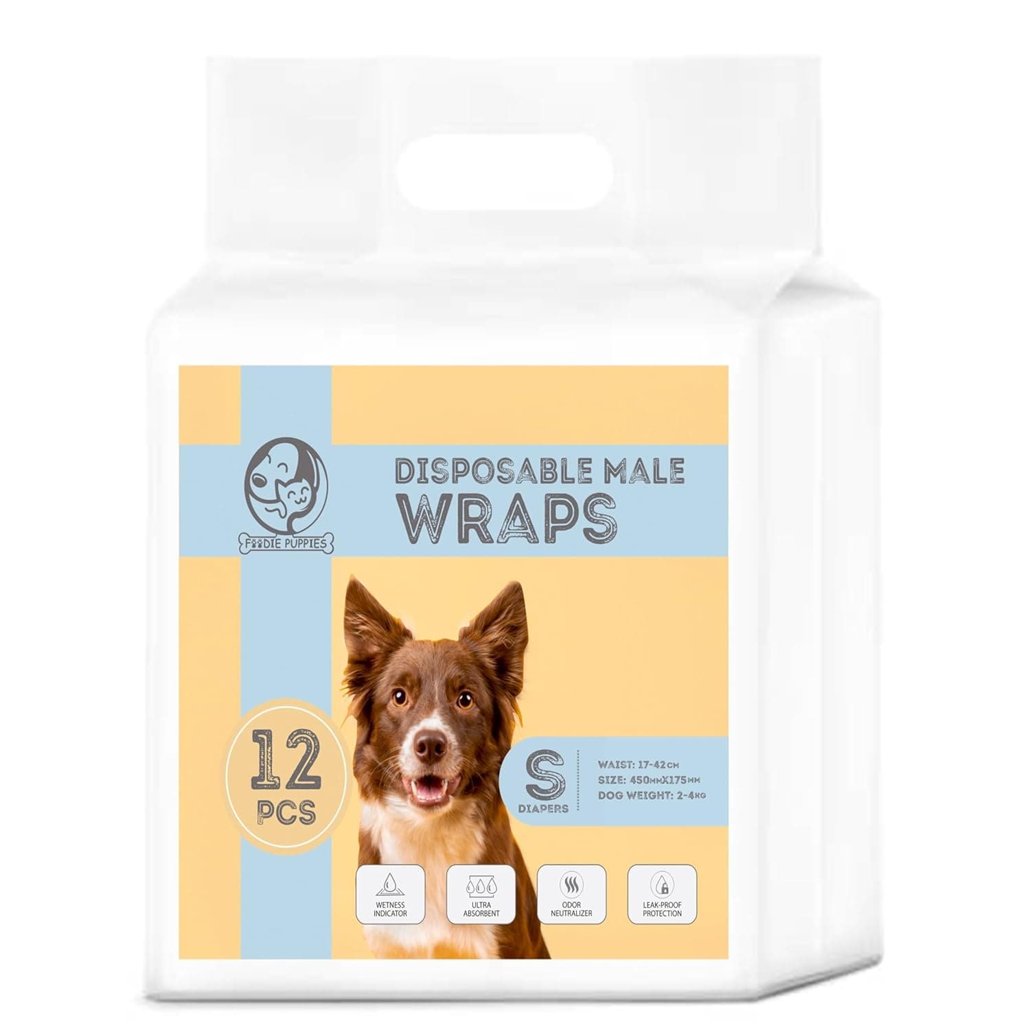 Foodie Puppies Dogs Disposable Diapers for Male Dog - (12Pcs, Small) | Diaper Pants/Sanitary Cotton Underwear Nappy | Leak-Proof, Ultra-Absorbant | Daily and Travelling Purpose