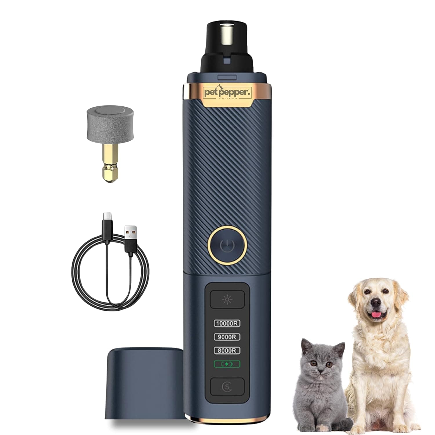 Dog Nail Grinder – Upgraded 3-Speed Pet Nail Trimmer with LED Light, LCD Display | Painless Electric Nail Clipper for Dogs & Cats | Rechargeable, Low Noise, Safe & Portable
