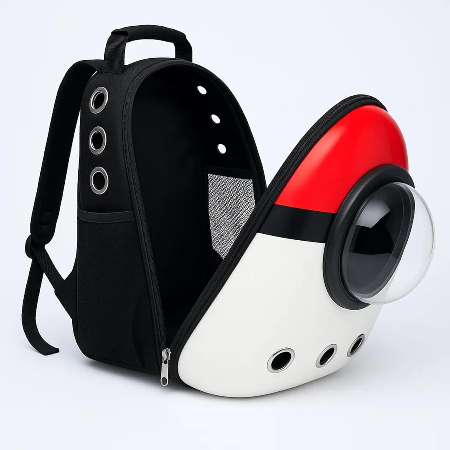 Red-White Pet Carrier Backpack with Bubble Window | Airline Approved Travel Bag for Cats, Puppies & Small Dogs – Breathable & Stylish Design (32L x 26W x 41H Centimeters)