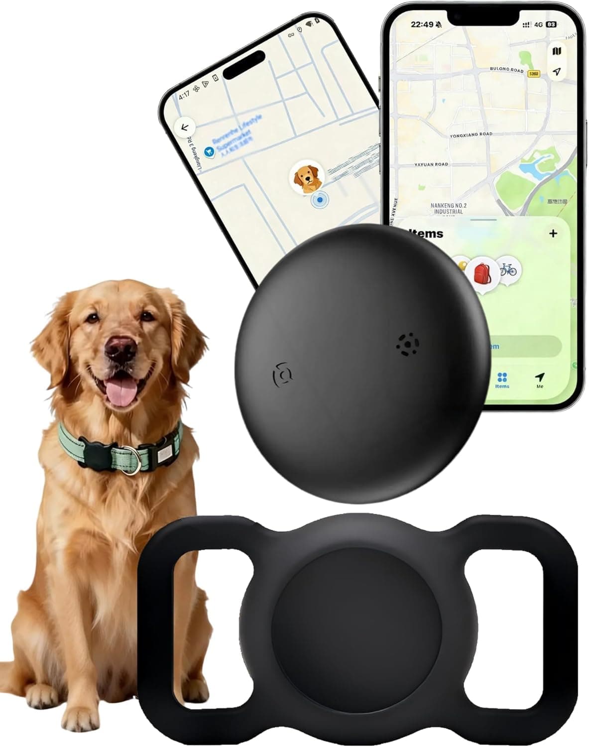 GPS Tracker for Dogs Collar (iOS & Android) - Dogs GPS Tracker Smart Pet Activity Tracker, No Subscription, Works with Google Find Hub & Apple Find My App, Anti-Lost for Keys, Pet Items (1 Pack)