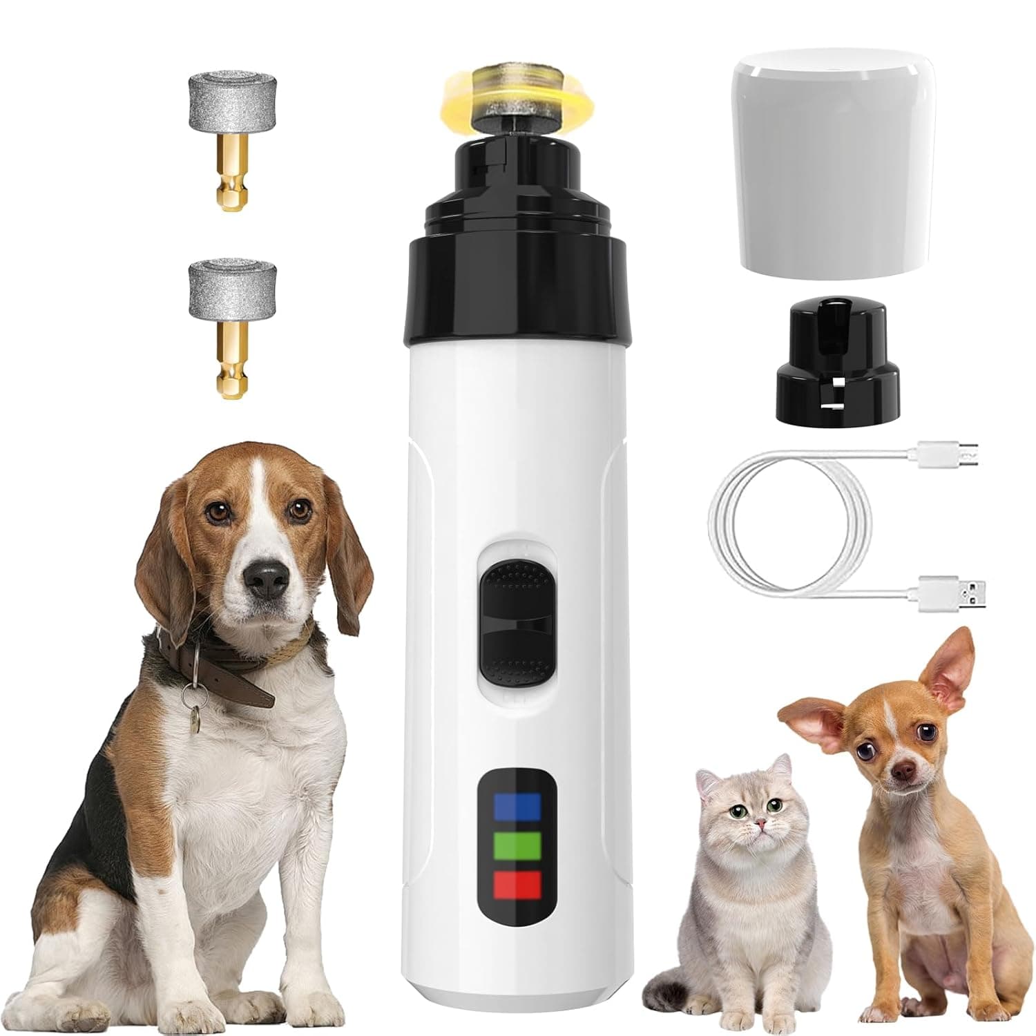 Dog Nail Grinder,Enhanced Pet Nail Grinder ,Quiet Rechargeable Electric Dog Nail Trimmer ,Painless Paws Grooming & Smoothing Tool for Large Medium Small Dogs