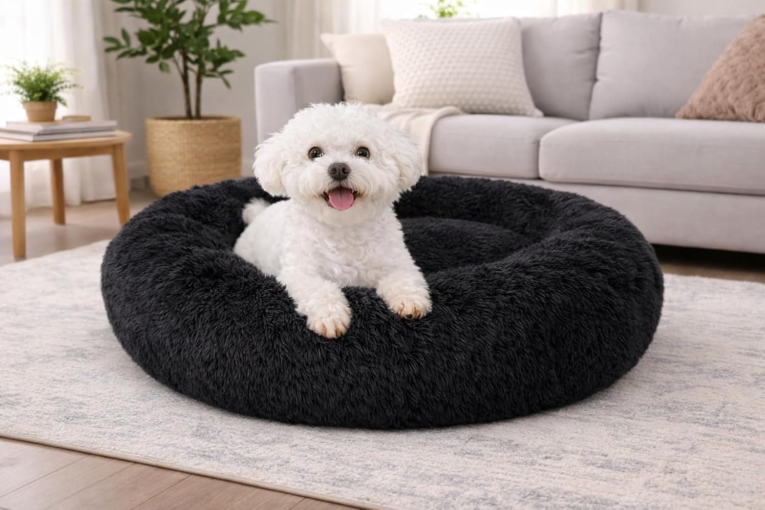 ZEXSAZONE Summer The Round Doughnut pet Bed is Perfect for Indoor Dogs Mat Round Foam Pet Bed | Dog Bed | Cat Bed | Puppies Puppy Bed | Puppies Cooling, Summer cat Bed Black