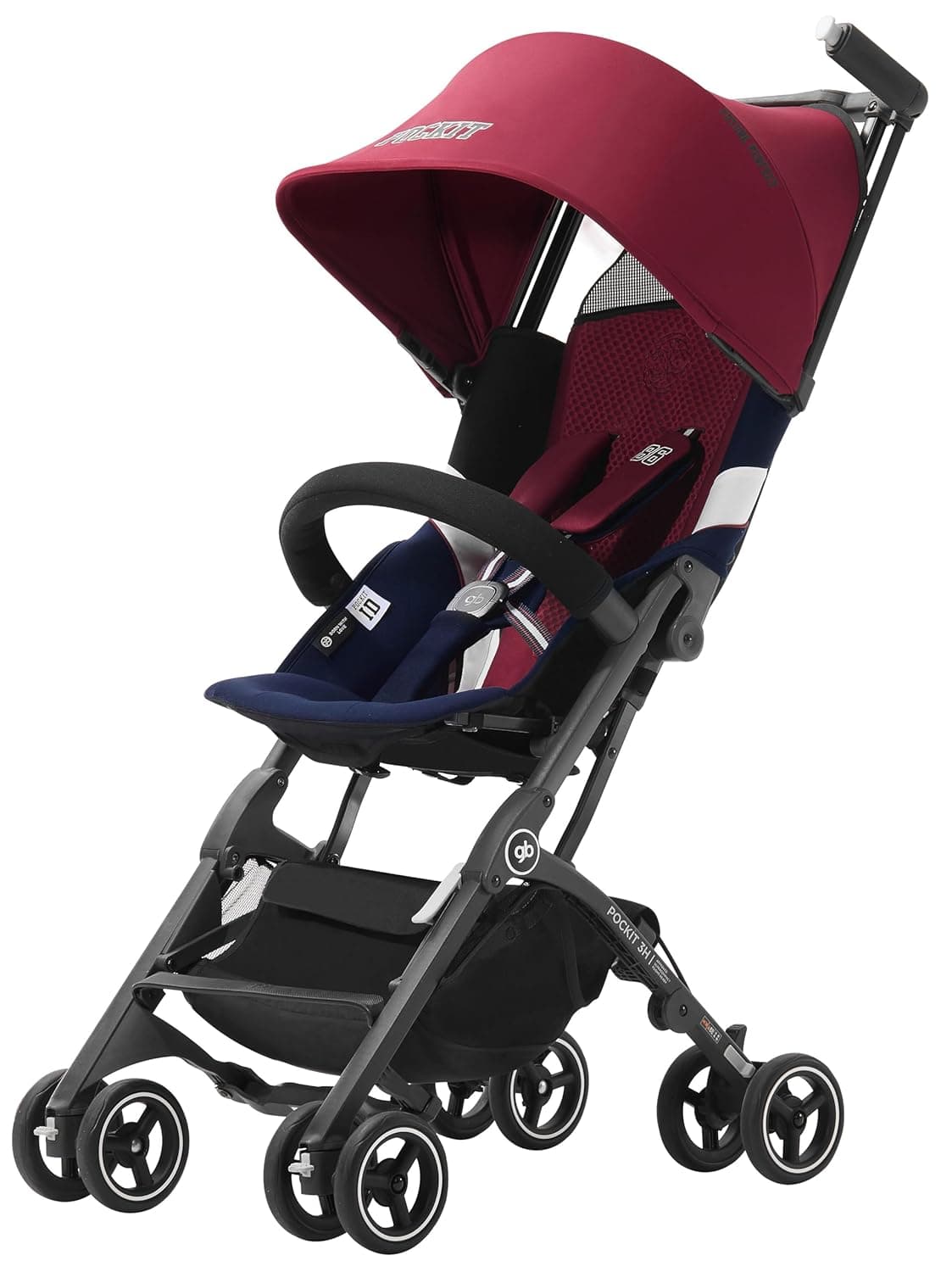 gb Pockit+ All-Terrain, Ultra Compact Lightweight Baby pockit Travel Stroller for Babies & Toddlers, Carry-On Flight Luggage Compliant, Red&Blue