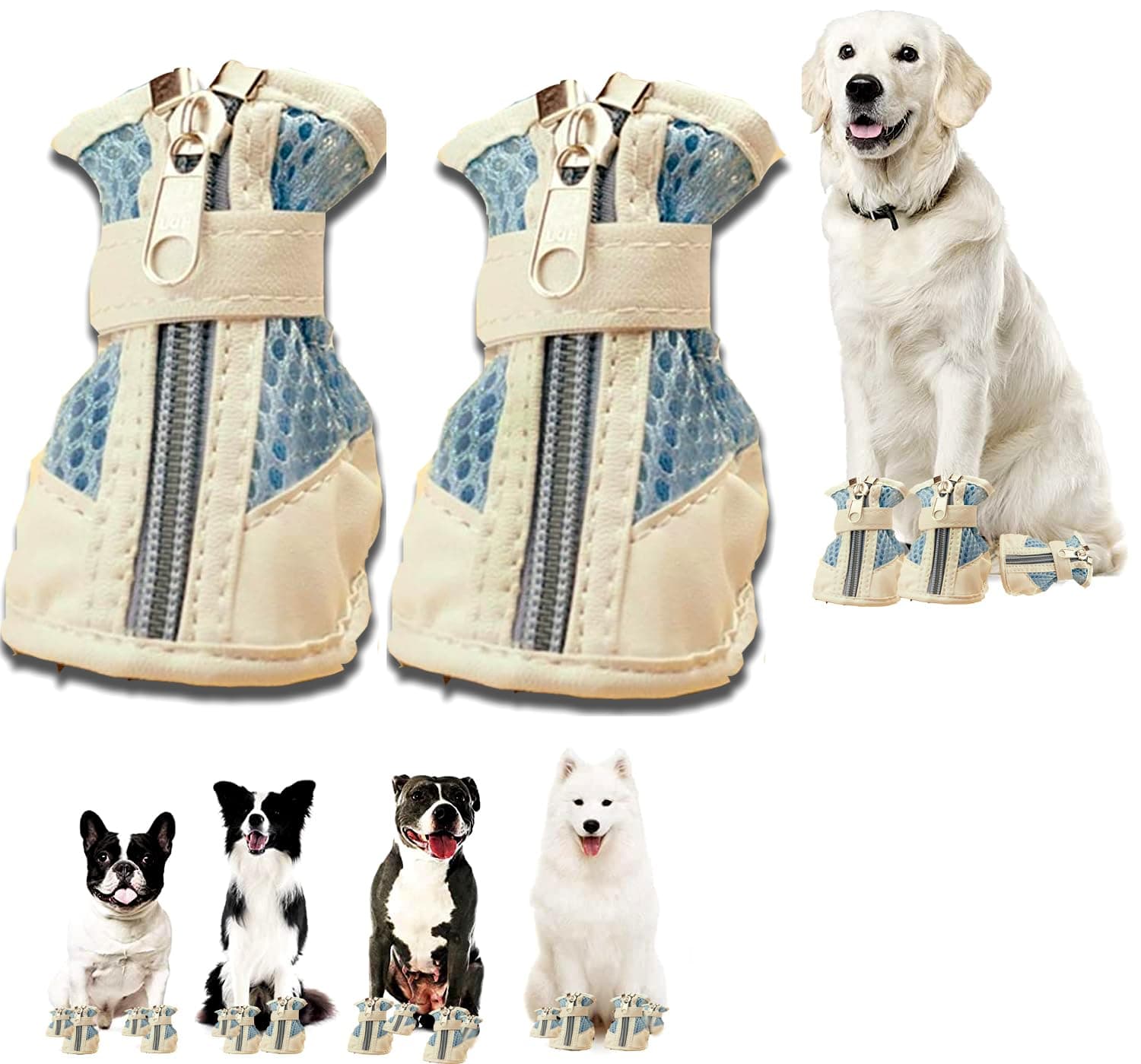 Dog Shoes for Shih Tzu, Golden Retriever, German Shepherd/Summer Heat Dog Boot Adjustable Non-Slip, PU Paw Protector-Waterproof Size-7 for 23 to 30 Kg Dogs (L X W Paw-3.74 x 2.75) Inch