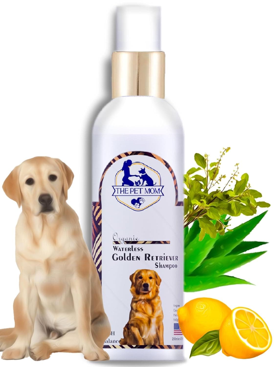 Organic Waterless Labrador, Golden Retriever Dog Shampoo Dry Bath Spray | Fresh Fragrance, Cleanse, Conditioned, Soft & Smooth Coat | Easy to Use Dog Shampoo for All Type Dogs–200Ml