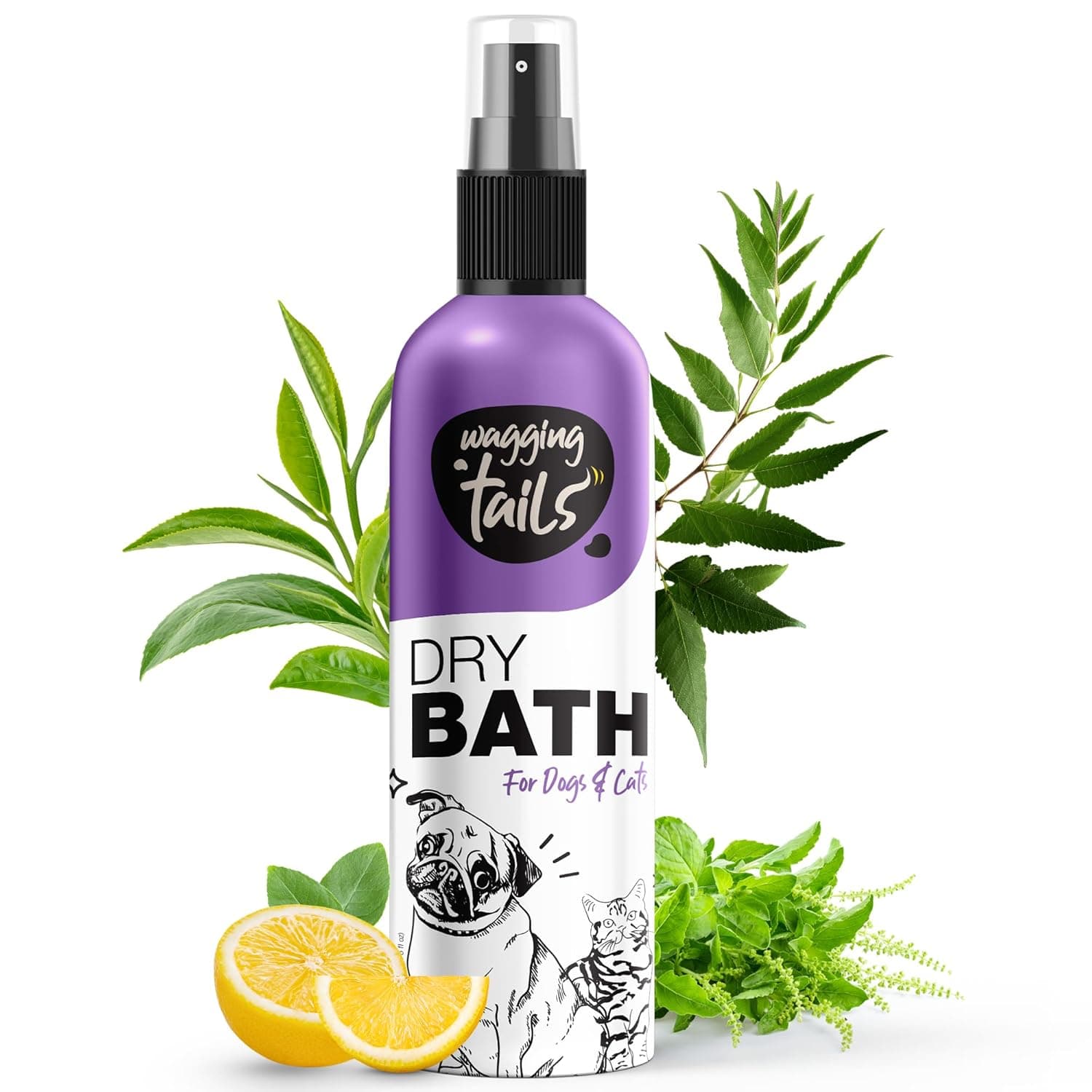 Wagging Tails Dry Bath Waterless Shampoo- 200ml for Pets | Dogs and Cats | Easy to Use When Travelling with Pet | Tearless Dog Shampoo