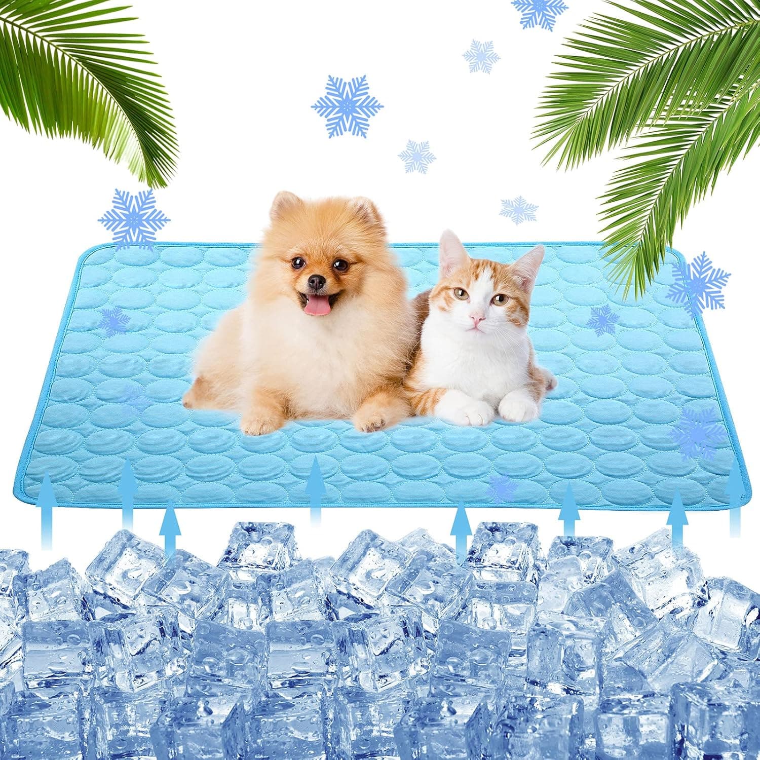 Cooling Mat for Dogs Cats, Dog Cooling Mat Pet Self Cooling, Dog Cooling Pad Dog Cooling Supplies Cooling Mat, Pet Indoor/Outdoor Summer Pet Cooling Mat Dog Cat Bed Mats 28"x22" Blue