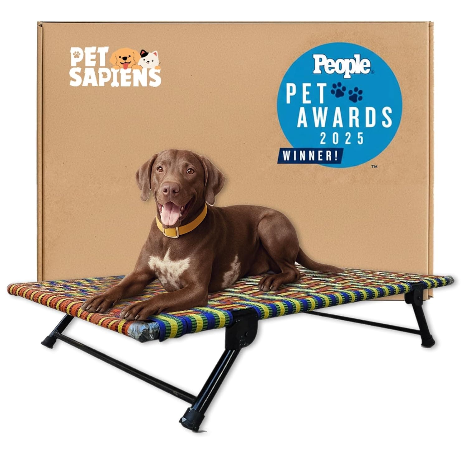PETSAPIENS Folding Elevated Extra Large Size (42x30x8 Inches) I Nylon Cooling Summer Bed I Elevated Dog Bed I Dog mat for Sleeping I Antislip and Waterproof