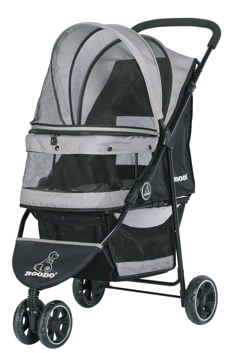 ROODO Escort 3 Wheel Pet Strollers Small Medium Dogs Cat Kitty Cup Holder Lightweight Travel System Foldable Jogger Buggy(Grey)