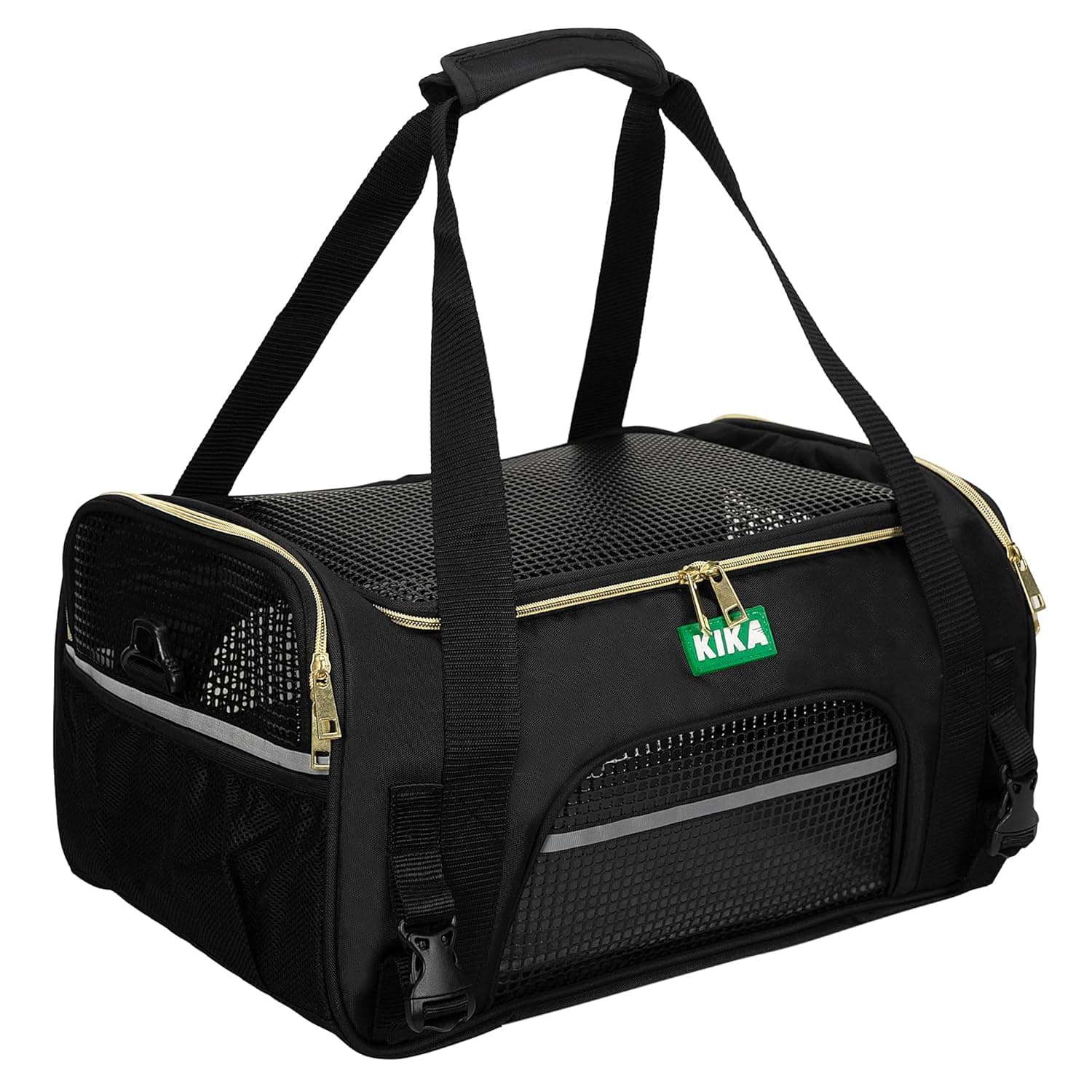 KIKA Pets Goldfinch Cat Bag Carrier | Small Dog Puppy Bag Carrier | Airline Dimension Approved Akasa - Medium Size (17 x 10 x 9 inches), Midnight Black