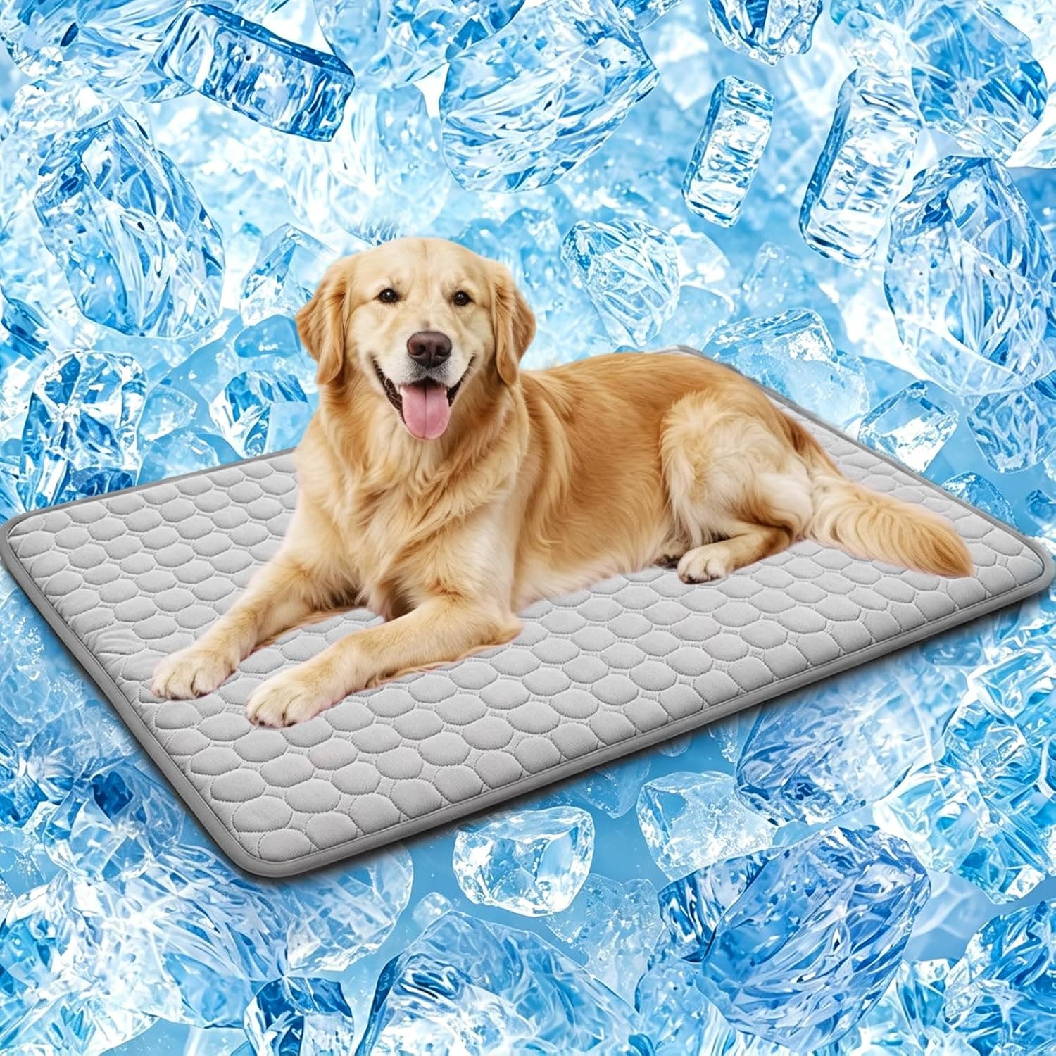 SOMOYA Dog Cooling Mat (Q-Max>0.4) Pet Cooling Pads Blanket Sleeping Kennel Mat,Ice Silk Cool Mat Pad Breathable Dog Bed Mats Beach for Large Dogs Cats (Grey, 27x39 in)