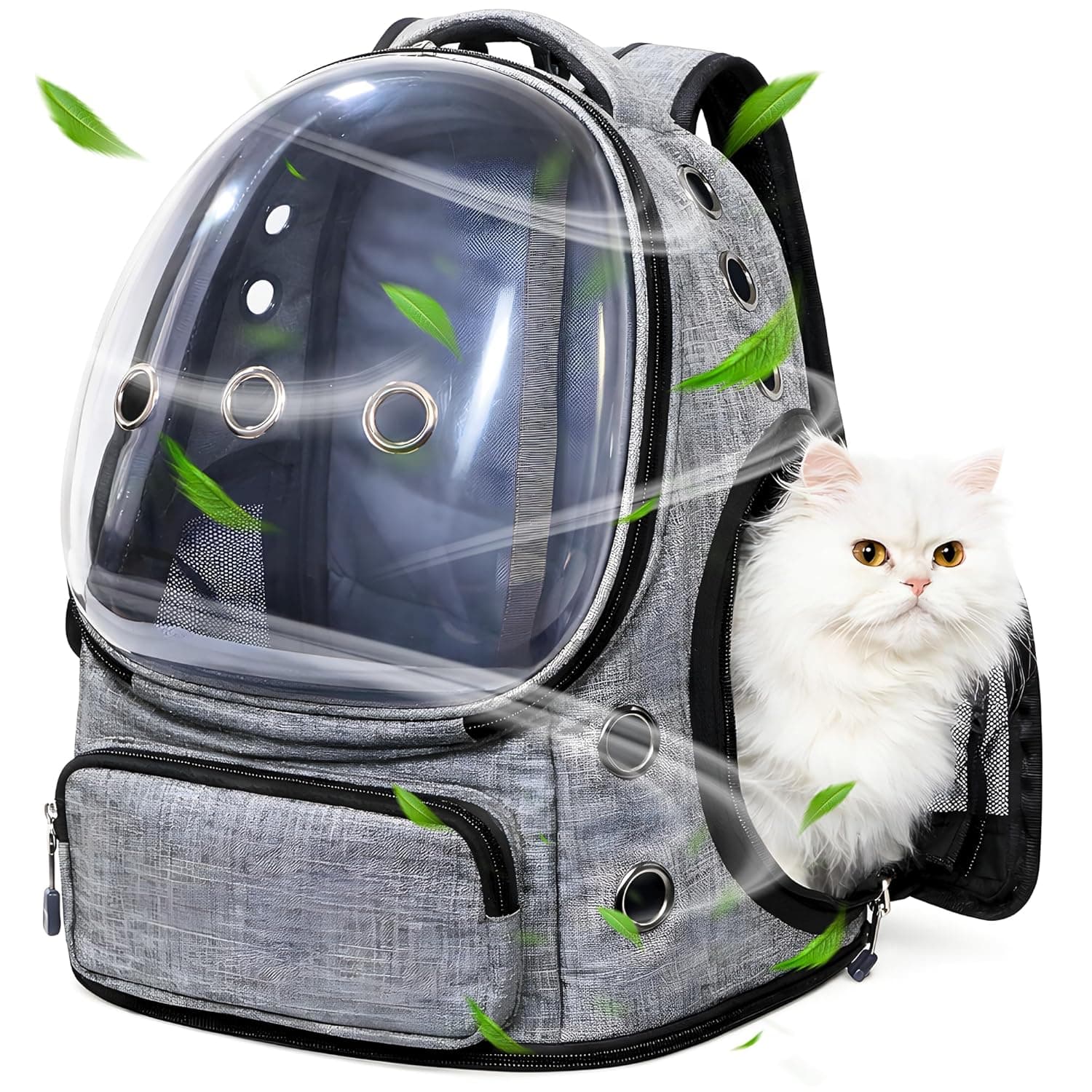Buraq Bubble Transparent Window Cat Backpack Carrier, Breathable & Ventilated, Comfortable & Spacious for Cats, Durable & Stylish Design (Grey)